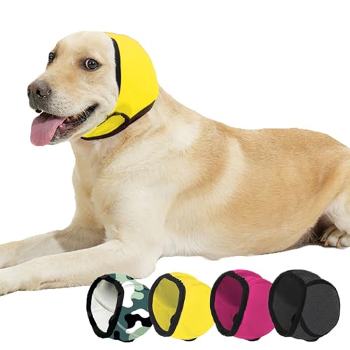 BAMY Schwimmende wasserdichte Hundeohrkappen, beruhigend, große Hundeohren, Duschhaube zum Gehörschutz für Bad zur Fellpflege (Gelb, L (Größe L: Kopfumfang 45,7 - 61 cm) von BAMY