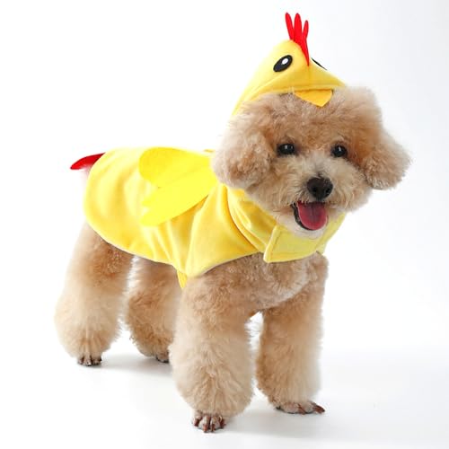 SEIS Halloween-Kostüm für Hunde, Huhn, Thanksgiving, Haustier-Kapuzenpullover, Kleidung, Cosplay, Ostern, Küken, Katzenbekleidung für Katzen, kleine, mittelgroße und große Hunde (Gelb, XL) von BAMY