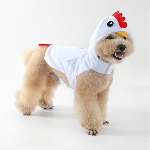 SEIS Halloween-Kostüm für Hunde, Huhn, Thanksgiving, Haustier-Kapuzenpullover, Kleidung, Cosplay, Ostern, Küken, Katzenbekleidung für Katzen, kleine, mittelgroße und große Hunde (Weiß, XXL) von BAMY