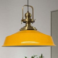 Gelb Industrielle Pendelleuchte aus handbemaltem Metall – Vintage-Kronleuchter E27 Ø41 cm für Wohnzimmer, Schlafzimmer oder Esszimmer Gelb Industrielle Pendelleuchte aus handbemaltem Metall – Vintage-Kronleuchter E27 Ø41 cm für Wohnzimmer, Schlafzimmer oder Esszimmer von BAMYUM