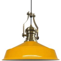 Handbemalte Industrielle Hängeleuchte aus Gelb Metall – Vintage-Kronleuchter E27 Ø41 cm für Wohnzimmer, Schlafzimmer Oder Esszimmer von BAMYUM
