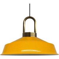 Handbemalte Industrielle Hängeleuchte aus Gelb Metall – Vintage-Kronleuchter E27 Ø41 cm für Wohnzimmer, Schlafzimmer Oder Esszimmer von BAMYUM