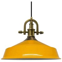 Handbemalte Industrielle Hängeleuchte aus Gelb Metall – Vintage-Kronleuchter E27 Ø41 cm für Wohnzimmer, Schlafzimmer Oder Esszimmer von BAMYUM