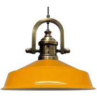 Handbemalte Industrielle Hängeleuchte aus Gelb Metall – Vintage-Kronleuchter E27 Ø41 cm für Wohnzimmer, Schlafzimmer Oder Esszimmer von BAMYUM