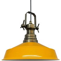 Handbemalte Industrielle Hängeleuchte aus Gelb Metall – Vintage-Kronleuchter E27 Ø41 cm für Wohnzimmer, Schlafzimmer Oder Esszimmer von BAMYUM
