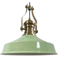 Handbemalte Industrielle Hängeleuchte aus Minzgrün Metall – Vintage-Kronleuchter E27 Ø41 cm für Wohnzimmer, Schlafzimmer Oder Esszimmer Handbemalte Industrielle Hängeleuchte aus Minzgrün Metall – Vintage-Kronleuchter E27 Ø41 cm für Wohnzimmer, Schlafzimmer Oder Esszimmer von BAMYUM