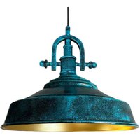 Handbemalte Industrielle Hängeleuchte aus Ozeanblau Metall – Vintage-Kronleuchter E27 Ø41 cm für Wohnzimmer, Schlafzimmer Oder Esszimmer von BAMYUM