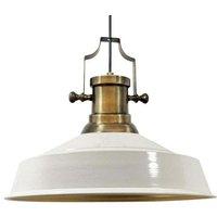 Handbemalte Industrielle Hängeleuchte aus Weiß Metall – Vintage-Kronleuchter E27 Ø41 cm für Wohnzimmer, Schlafzimmer Oder Esszimmer von BAMYUM