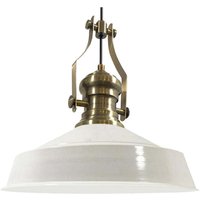 Handbemalte Industrielle Hängeleuchte aus Weiß Metall – Vintage-Kronleuchter E27 Ø41 cm für Wohnzimmer, Schlafzimmer Oder Esszimmer Handbemalte Industrielle Hängeleuchte aus Weiß Metall – Vintage-Kronleuchter E27 Ø41 cm für Wohnzimmer, Schlafzimmer Oder Esszimmer von BAMYUM