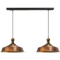 Industrielle Doppel-Pendelleuchte aus Handbemaltem Kupferfarbe Metall – Vintage-Kronleuchter E27 Ø40 cm für Wohnzimmer, Schlafzimmer oder Esszimmer von BAMYUM