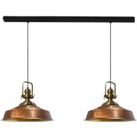 Industrielle Doppel-Pendelleuchte aus Handbemaltem Kupferfarbe Metall – Vintage-Kronleuchter E27 Ø41 cm für Wohnzimmer, Schlafzimmer oder Esszimmer von BAMYUM