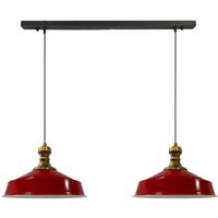 Industrielle Doppel-Pendelleuchte aus Handbemaltem Rot Metall – Vintage-Kronleuchter E27 Ø40 cm für Wohnzimmer, Schlafzimmer oder Esszimmer Industrielle Doppel-Pendelleuchte aus Handbemaltem Rot Metall – Vintage-Kronleuchter E27 Ø40 cm für Wohnzimmer, Schlafzimmer oder Esszimmer von BAMYUM