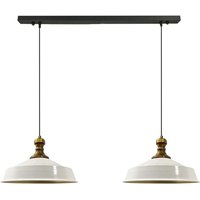 Industrielle Doppel-Pendelleuchte aus Handbemaltem Weiß Metall – Vintage-Kronleuchter E27 Ø40 cm für Wohnzimmer, Schlafzimmer oder Esszimmer Industrielle Doppel-Pendelleuchte aus Handbemaltem Weiß Metall – Vintage-Kronleuchter E27 Ø40 cm für Wohnzimmer, Schlafzimmer oder Esszimmer von BAMYUM