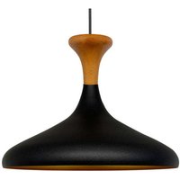 Schlichte Pendelleuchte mit Schwarze Holzkopfteil - Vintage-Kronleuchter E27 Ø35 cm für Wohnzimmer, Schlafzimmer oder Esszimmer von BAMYUM