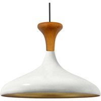 Schlichte Pendelleuchte mit Weiße Holzkopfteil - Vintage-Kronleuchter E27 Ø35 cm für Wohnzimmer, Schlafzimmer oder Esszimmer von BAMYUM