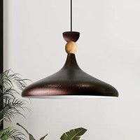 Schlichte Teuton Pendelleuchte in Hutform aus Holz – Vintage-Kronleuchter E27 Ø35 cm für Wohnzimmer, Schlafzimmer oder Esszimmer von BAMYUM