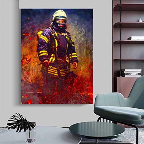 5D Diamant Painting Bilder Groß, Große Helden der Feuerwehr 60x90cm DIY Diamond Painting Set Strass Stickerei Diamant Malerei Kunsthandwerk Voller Diamant Kreuzstich Mosaik Gemälde Wall Dekor von BAMZOK