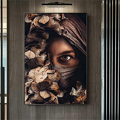 DIY 5D Diamant Malerei Vollbohrer Kit, Blumen Frauen Gesicht 5D Diamond Painting Set,Malen nach Zahlen Diamant,Diamond Painting Bilder für Erwachsene Kinder,Handarbeit Basteln Wand Decor 50x70cm von BAMZOK