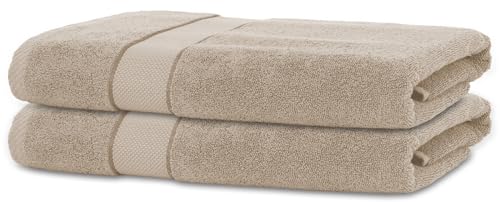 BANANALU 2 Handtücher Set 50x100cm 100% Baumwolle Gästehandtücher Handtuch Taupe von BANANALU