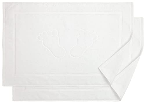 BANANALU 2 Stück Badvorleger Badematte Qualität 100% Baumwolle, Weiss (1000), 50x70cm, 700g/m2 von BANANALU