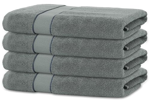 BANANALU 4 Handtücher Set 50x100cm 100% Baumwolle Gästehandtücher Handtuch Grau-Grün von BANANALU