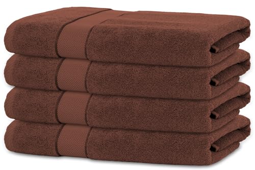 BANANALU 4 Handtücher Set 50x100cm 100% Baumwolle Gästehandtücher Handtuch Schokoladenbraun von BANANALU