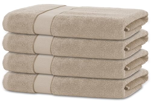 BANANALU 4 Handtücher Set 50x100cm 100% Baumwolle Gästehandtücher Handtuch Taupe von BANANALU