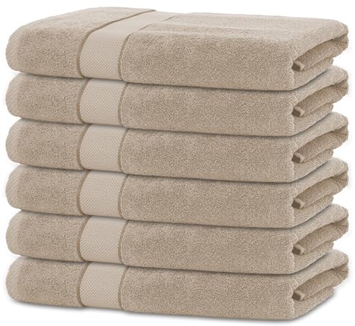 BANANALU 6 Handtücher Set 50x100cm 100% Baumwolle Gästehandtücher Handtuch Taupe von BANANALU