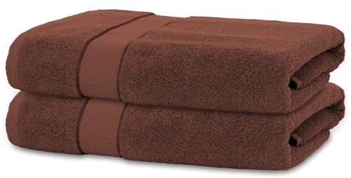 BANANALU 2 Badetücher 70x140 cm 100% Baumwolle Badetuch Duschtuch Schokoladenbraun von BANANALU