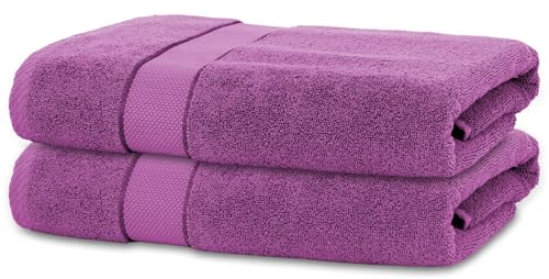 BANANALU 2 Badetücher 70x140 cm 100% Baumwolle Badetuch Duschtuch Aubergine Lila von BANANALU