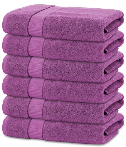 BANANALU 6 Badetücher 70x140 cm 100% Baumwolle Badetuch Duschtuch Aubergine Lila von BANANALU