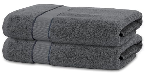 BANANALU 2 Badetücher 70x140 cm 100% Baumwolle Badetuch Duschtuch Anthrazit von BANANALU