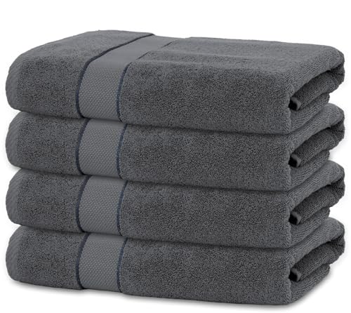 BANANALU 4 Badetücher 70x140 cm 100% Baumwolle Badetuch Duschtuch Anthrazit von BANANALU