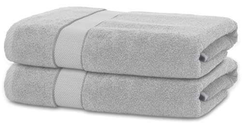 BANANALU 2 Badetücher 70x140 cm 100% Baumwolle Badetuch Duschtuch Hellgrau von BANANALU