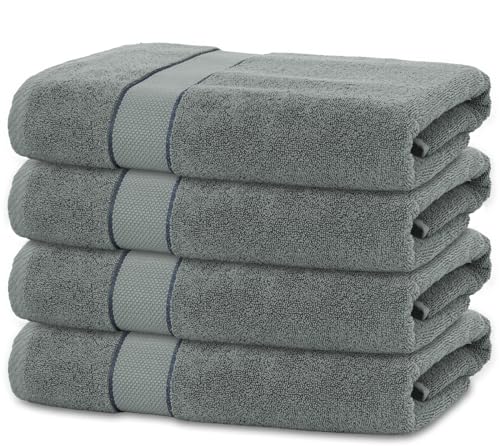 BANANALU 4 Badetücher 70x140 cm 100% Baumwolle Badetuch Duschtuch Grau-Grün von BANANALU