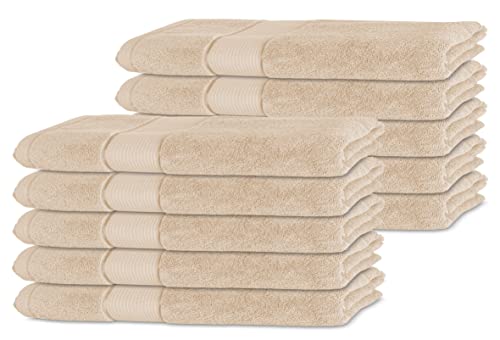 BANANALU 10er Set Gästetuch Qualität 450g/m2 100% Baumwolle 30x50cm Frottiertuch Gast Towel Cappuchino White Swan 12-0000 von BANANALU