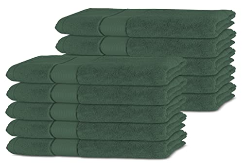 BANANALU 10er Set Gästetuch Qualität 450g/m2 100% Baumwolle 30x50cm Frottiertuch Gast Towel Dunkel Grün Dark Forest 18-5611 von BANANALU