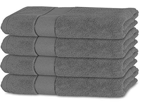 Bananalu 4er Set Handtücher 100% Baumwolle 50x100 Qualität 450g/m2, Dunkel Grau, Mockingbird 18-4015 von BANANALU