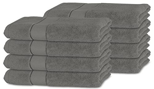 BANANALU 8er Set Handtücher 100% Baumwolle 50x100 Qualität 450g/m2, Dunkel Grau, Mockingbird 18-4015 von BANANALU