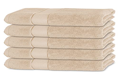 Bananalu 5er Set Gästetuch Qualität 450g/m2 100% Baumwolle 30x50cm Frottiertuch Gast Towel Cappuchino White Swan 12-0000 von BANANALU