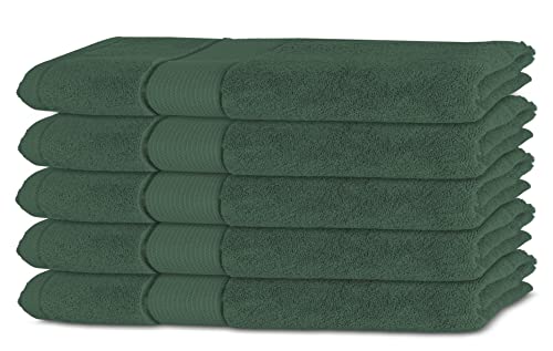 Bananalu 5er Set Gästetuch Qualität 450g/m2 100% Baumwolle 30x50cm Frottiertuch Gast Towel Dunkel Grün Dark Forest 18-5611 von BANANALU