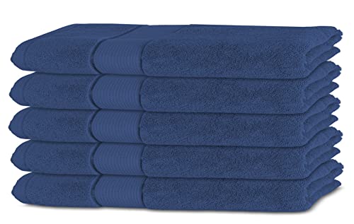 Bananalu 5er Set Gästetuch Qualität 450g/m2 100% Baumwolle 30x50cm Frottiertuch Gast Towel Dunkel Blau Twilight Blue 19-3938 von BANANALU