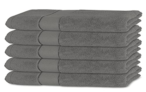 Bananalu 5er Set Gästetuch Qualität 450g/m2 100% Baumwolle 30x50cm Frottiertuch Gast Towel Dunkel Grau Mockingbird 18-4015 von BANANALU