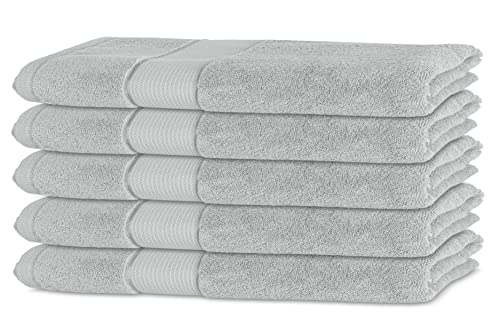 Bananalu 5er Set Gästetuch Qualität 450g/m2 100% Baumwolle 30x50cm Frottiertuch Gast Towel Hell Grau Dawn Blue 13-4303 von BANANALU