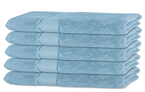 Bananalu 5er Set Gästetuch Qualität 450g/m2 100% Baumwolle 30x50cm Frottiertuch Gast Towel Hellblau Placid Blue 15-3920 von BANANALU