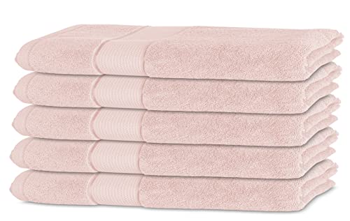 Bananalu 5er Set Gästetuch Qualität 450g/m2 100% Baumwolle 30x50cm Frottiertuch Gast Towel Rose Primrose Pink 12-2904 von BANANALU