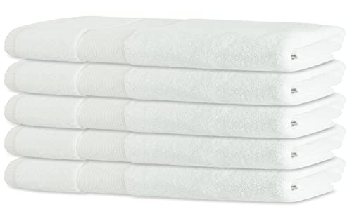 Bananalu 5er Set Gästetuch Qualität 450g/m2 100% Baumwolle 30x50cm Frottiertuch Gast Towel Weiss White von BANANALU