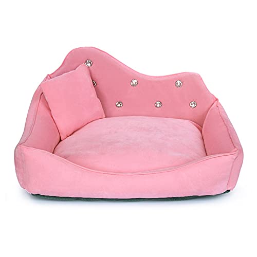 BANGHA Hundebett Hund Sofa Rosa grau Strass Haustier Bettbezug Matte Prinzessin Katzenmatten for kleine mittelwelpe Tierbettwäsche Haustierbett (Color : Pink, Size : 45X36cm) von BANGHA