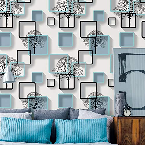 BANGHA Tapete,Selbstklebende Tapete Weiß, Lila, Blau, Modern, 3D Wallpaper for Wohnzimmer Schlafzimmer TV Hintergrund Hauptdekoration Quadrat-Muster-Tapete Rollen (Color : M00402, Size : 10mx53cm) von BANGHA