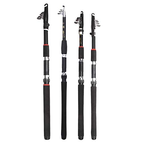 BANGHA Teleskoprute,Angelrute 2.1M 2.4M 3.0M 3.6M Tragbare Eisen und Stahl Teleskop Angelrute Spinning-Handfischen Seerod Tackle Angelgerät Köder Ruten(2.4 m) von BANGHA